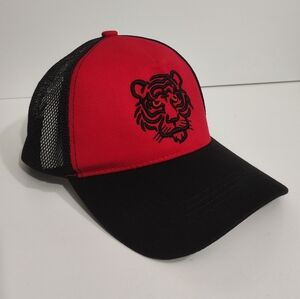 RED and BLACK Embroidered Tiger  Slash Peaked Adjustable BASEBALL Cap...